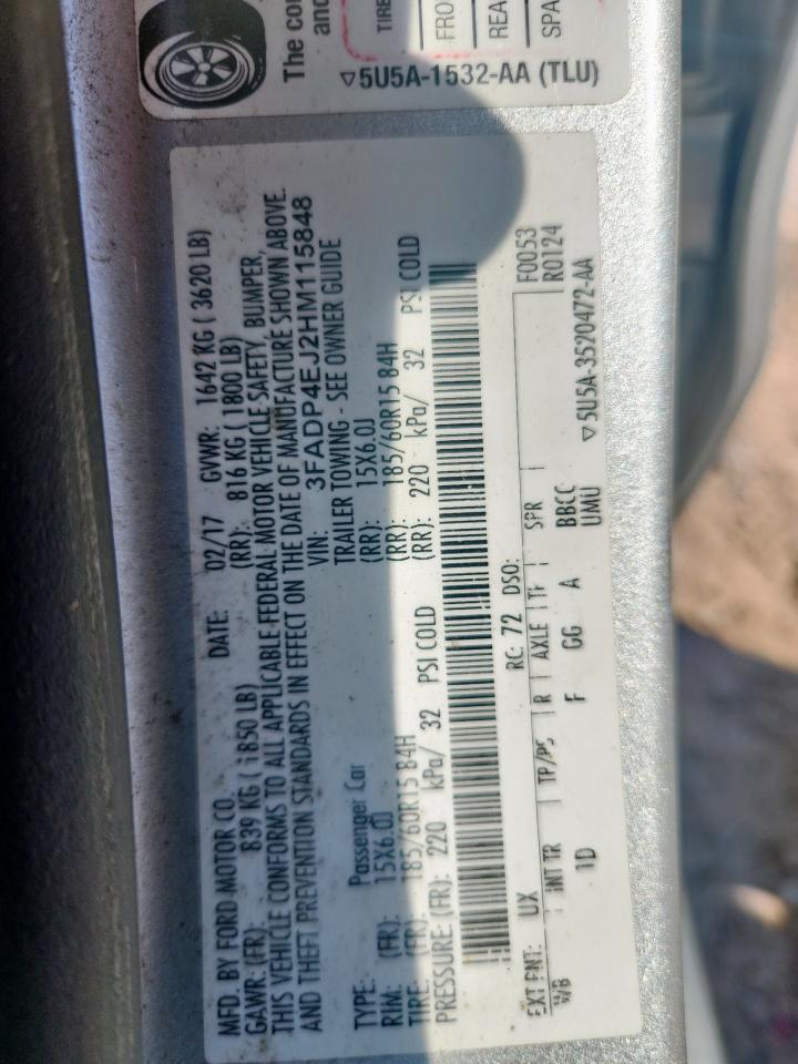 2017 Ford Fiesta Se VIN: 3FADP4EJ2HM115848 Lot: 80385265