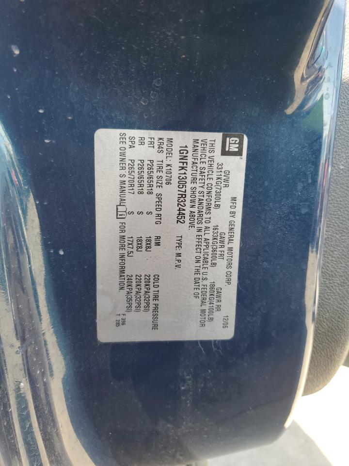 2007 Chevrolet Tahoe K1500 VIN: 1GNFK13057R324452 Lot: 71255705