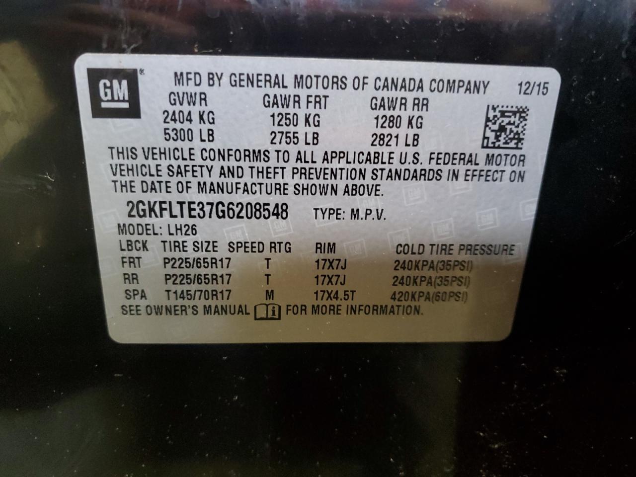 2016 GMC Terrain Sle VIN: 2GKFLTE37G6208548 Lot: 82087815