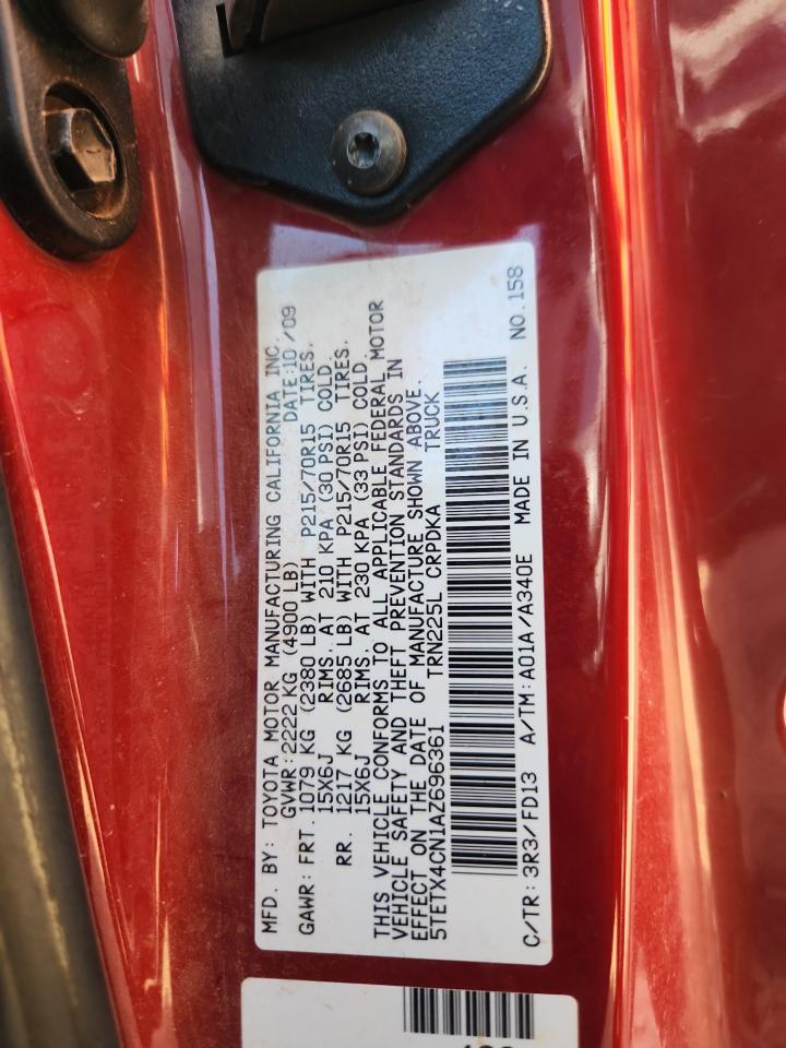 2010 Toyota Tacoma Access Cab VIN: 5TETX4CN1AZ696361 Lot: 84357135