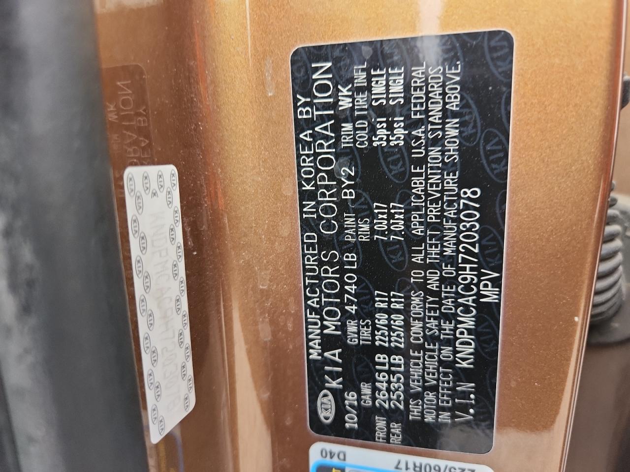 2017 Kia Sportage Lx VIN: KNDPMCAC9H7203078 Lot: 80651655