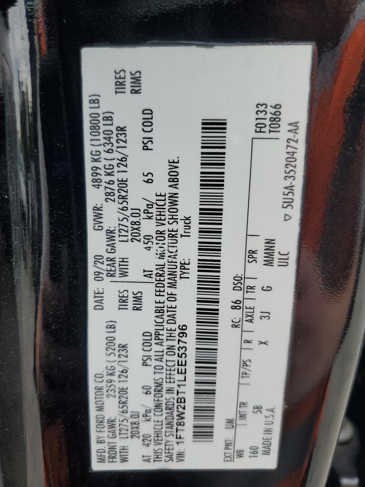 2020 Ford F250 Super Duty VIN: 1FT8W2BT1LEE53796 Lot: 84614755