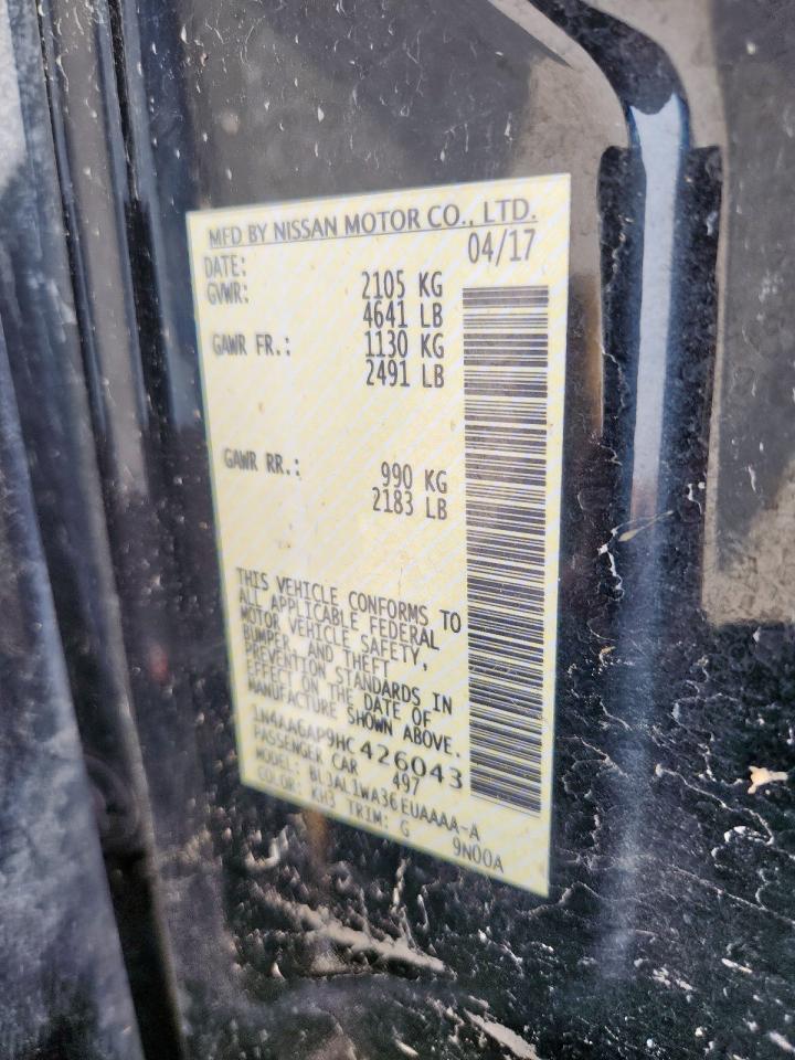 2017 Nissan Maxima 3.5S VIN: 1N4AA6AP9HC426043 Lot: 71534655