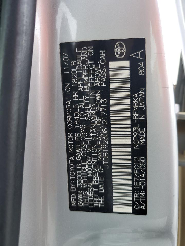 2008 Toyota Yaris VIN: JTDBT923081217713 Lot: 71511725