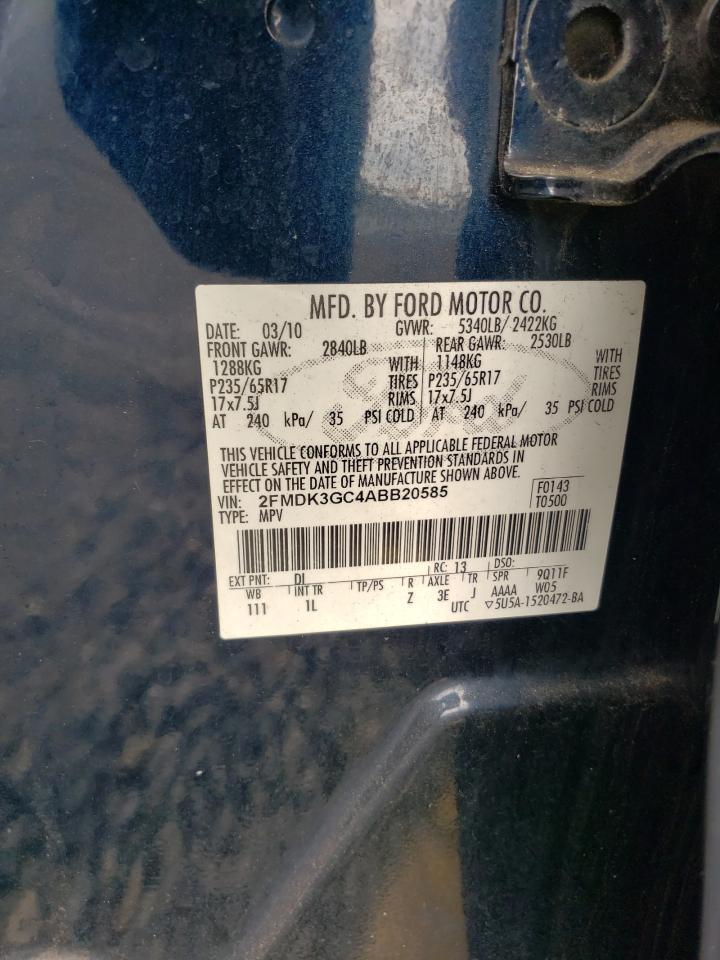 2010 Ford Edge Se VIN: 2FMDK3GC4ABB20585 Lot: 84253965