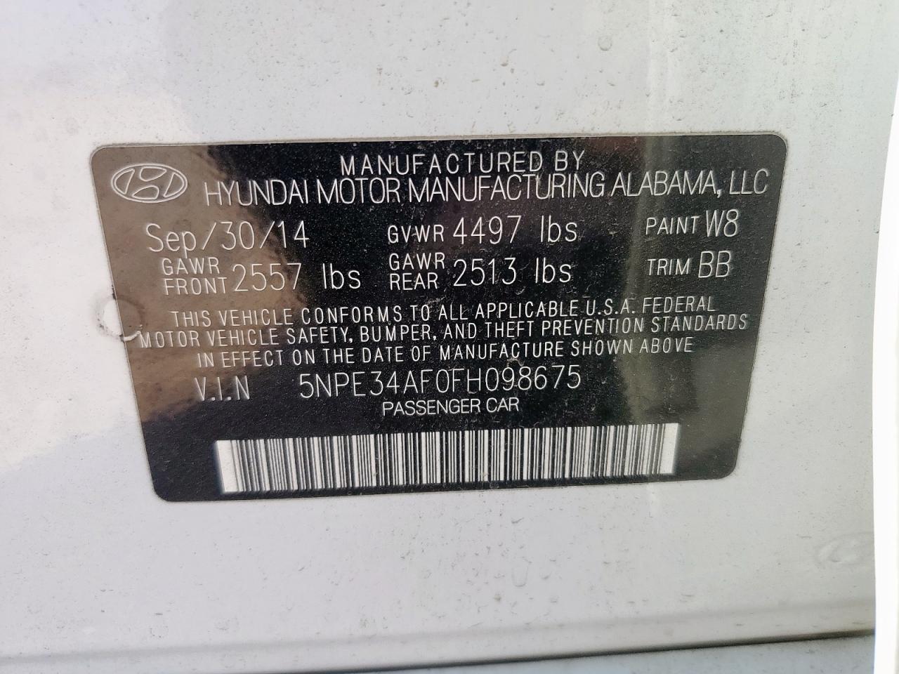 2015 Hyundai Sonata Sport VIN: 5NPE34AF0FH098675 Lot: 80378845