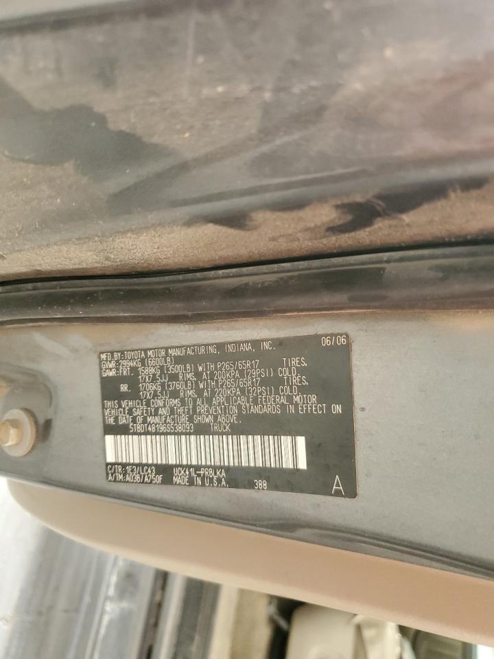 2006 Toyota Tundra Double Cab Limited VIN: 5TBDT48196S538093 Lot: 80648585