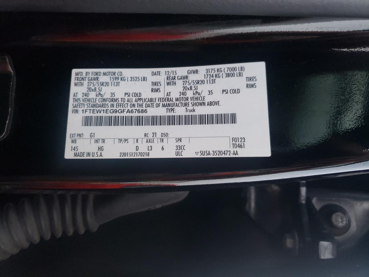 2016 Ford F150 Supercrew VIN: 1FTEW1EG9GFA67686 Lot: 80414195