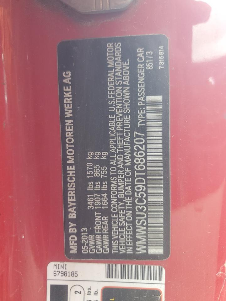 2013 Mini Cooper VIN: WMWSU3C59DT686207 Lot: 81953505