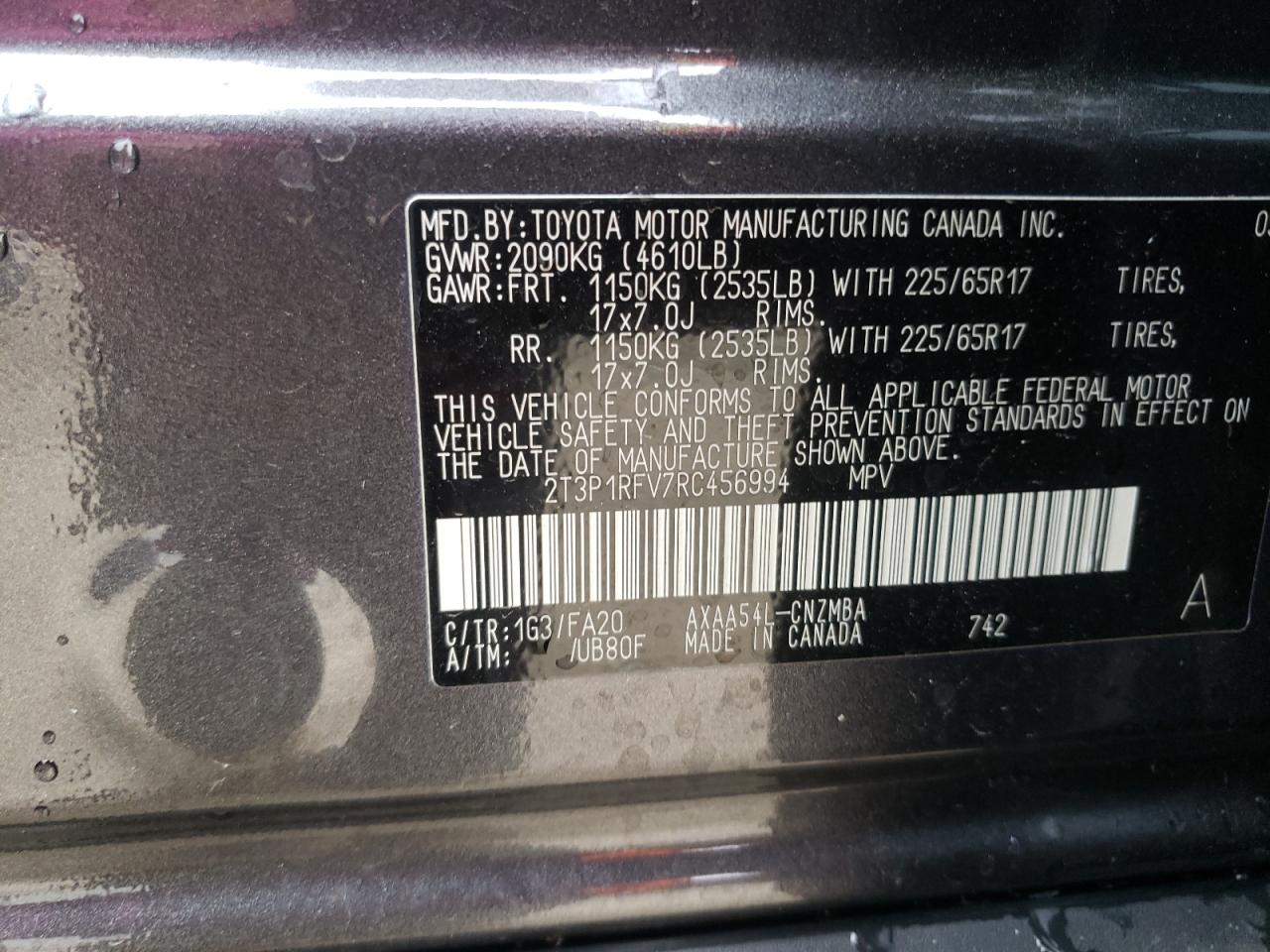 2024 Toyota Rav4 Xle VIN: 2T3P1RFV7RC456994 Lot: 80344585