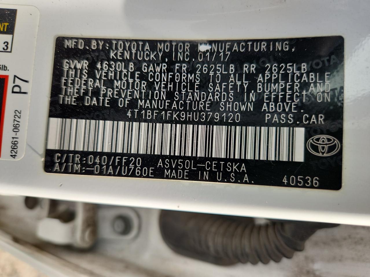 2017 Toyota Camry Le VIN: 4T1BF1FK9HU379120 Lot: 84224505