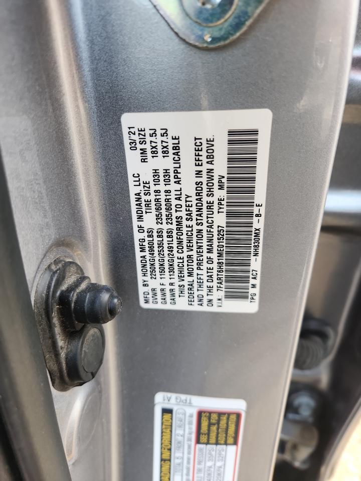 2021 Honda Cr-V Exl VIN: 7FART6H81ME015257 Lot: 71693475