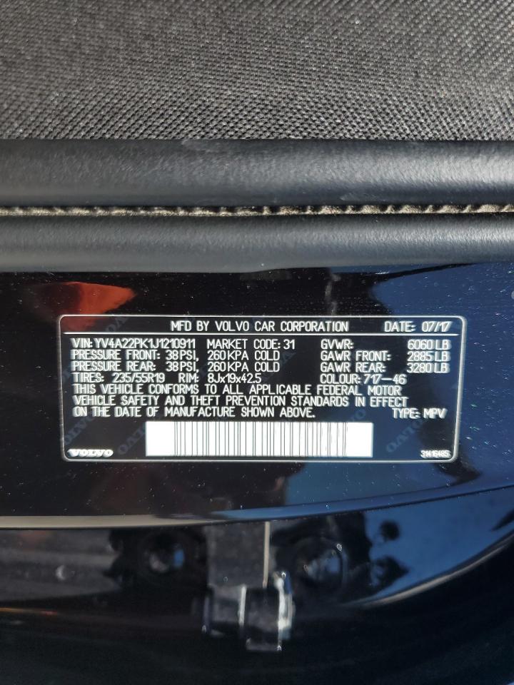2018 Volvo Xc90 T6 VIN: YV4A22PK1J1210911 Lot: 70577775