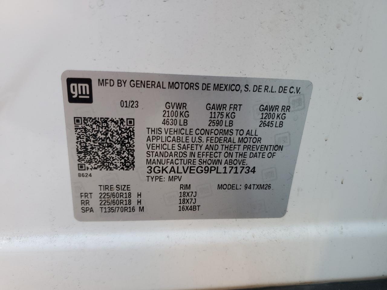 2023 GMC Terrain Slt VIN: 3GKALVEG9PL171734 Lot: 80347475