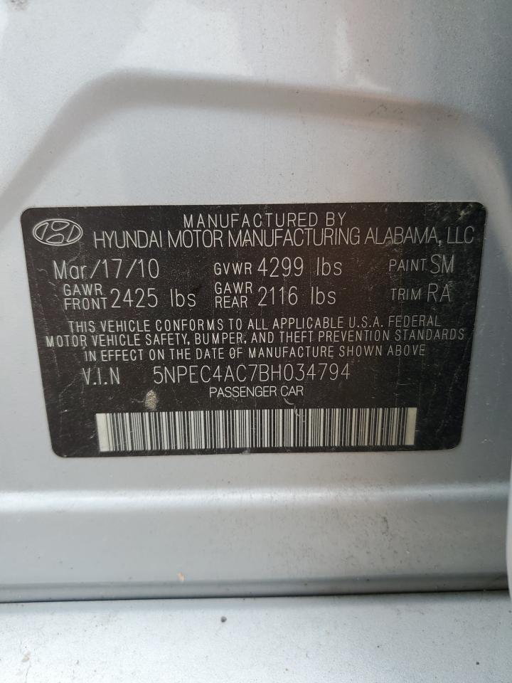 2011 Hyundai Sonata Se VIN: 5NPEC4AC7BH034794 Lot: 82110205