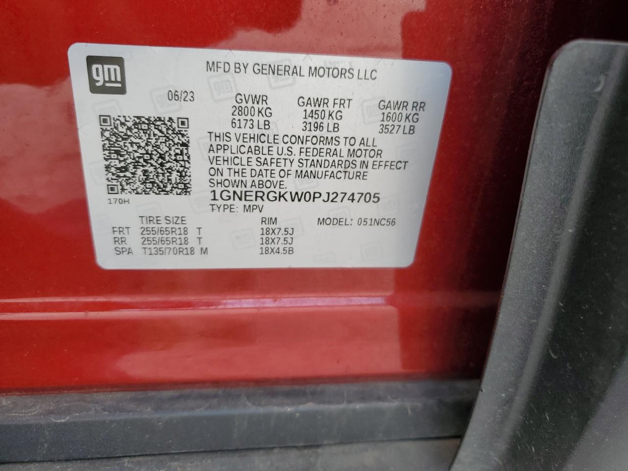 2023 Chevrolet Traverse Lt VIN: 1GNERGKW0PJ274705 Lot: 81807225