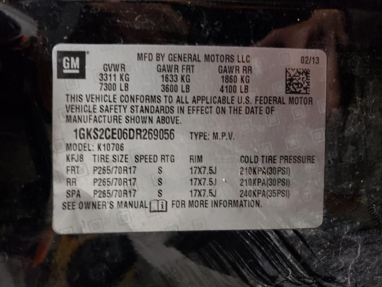 2013 GMC Yukon Slt VIN: 1GKS2CE06DR269056 Lot: 81346845