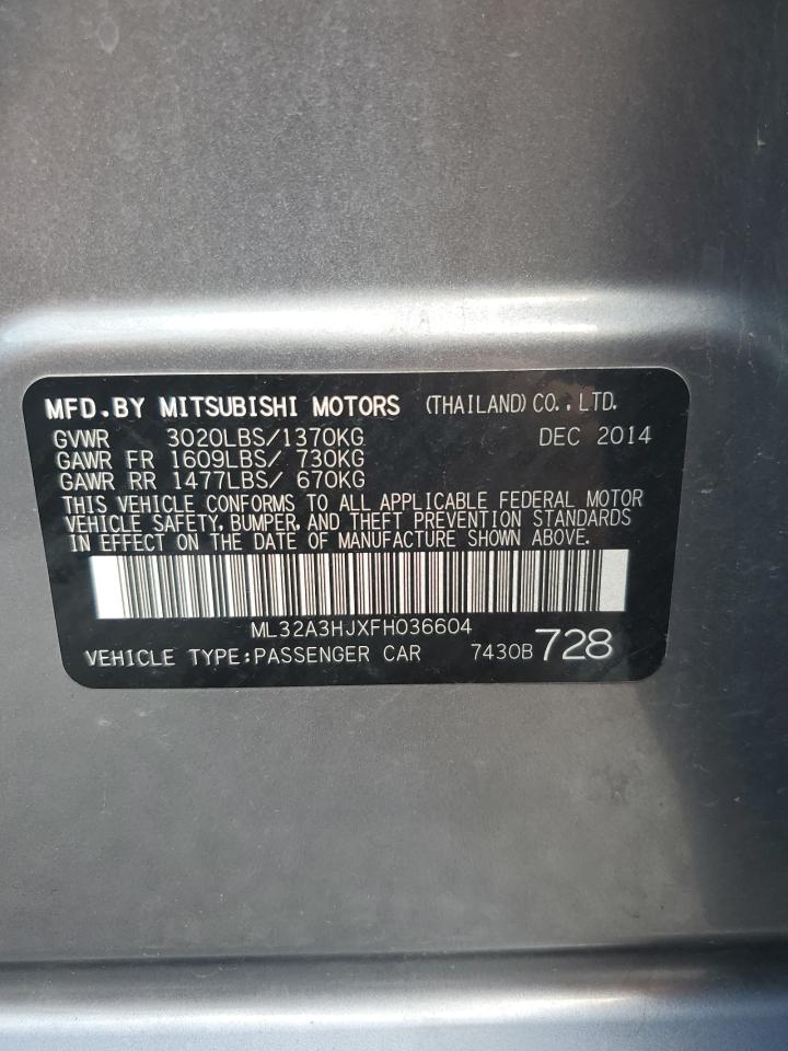 2015 Mitsubishi Mirage De VIN: ML32A3HJXFH036604 Lot: 81424545