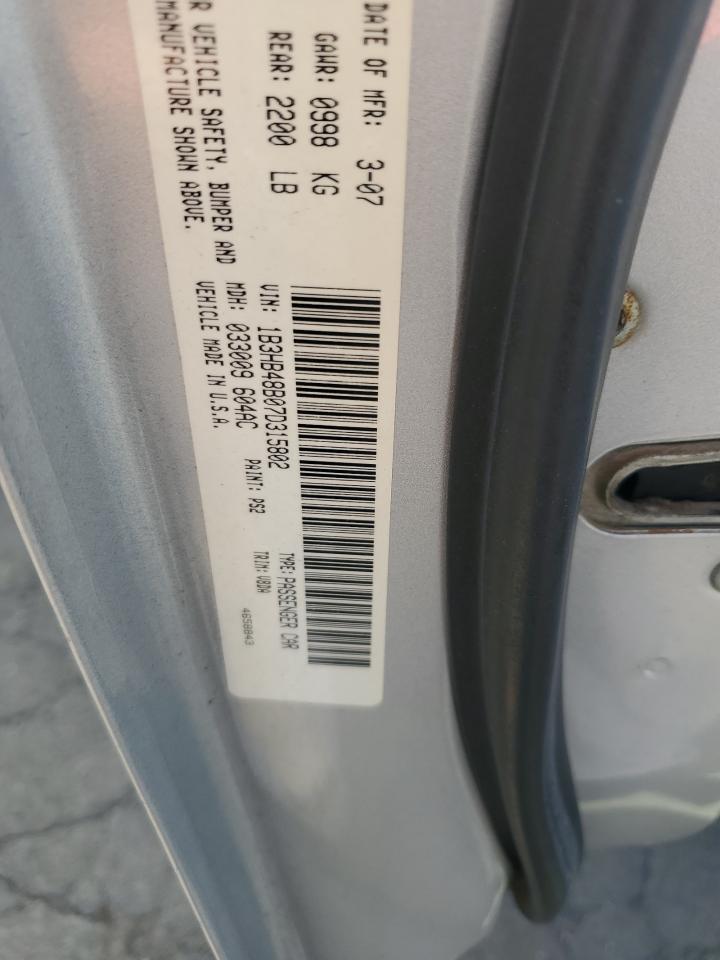 2007 Dodge Caliber Sxt VIN: 1B3HB48B07D315802 Lot: 81734655