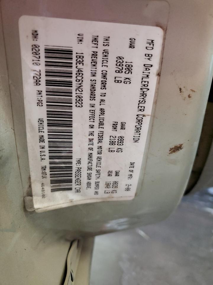 2000 Dodge Stratus Se VIN: 1B3EJ46C6YN210923 Lot: 80436955