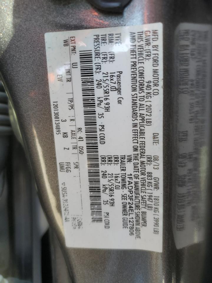 2014 Ford Focus Se VIN: 1FADP3F24EL127806 Lot: 81490335