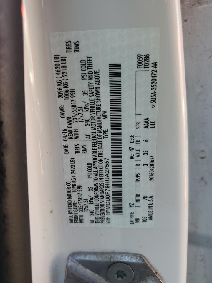 2017 Ford Escape S VIN: 1FMCU0F79HUA27557 Lot: 84425695