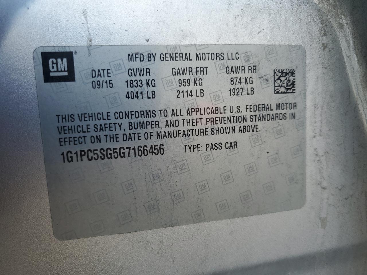 2016 Chevrolet Cruze Limited Ls VIN: 1G1PC5SG5G7166456 Lot: 81499745