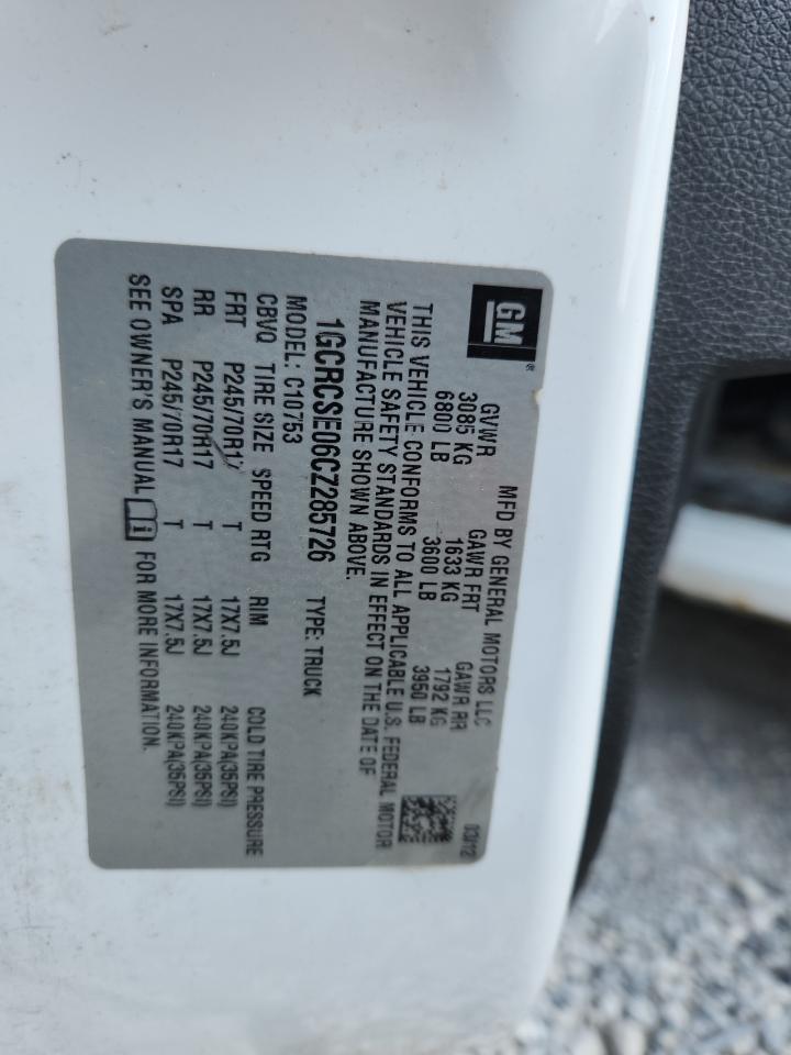 2012 Chevrolet Silverado C1500 Lt VIN: 1GCRCSE06CZ285726 Lot: 71395555