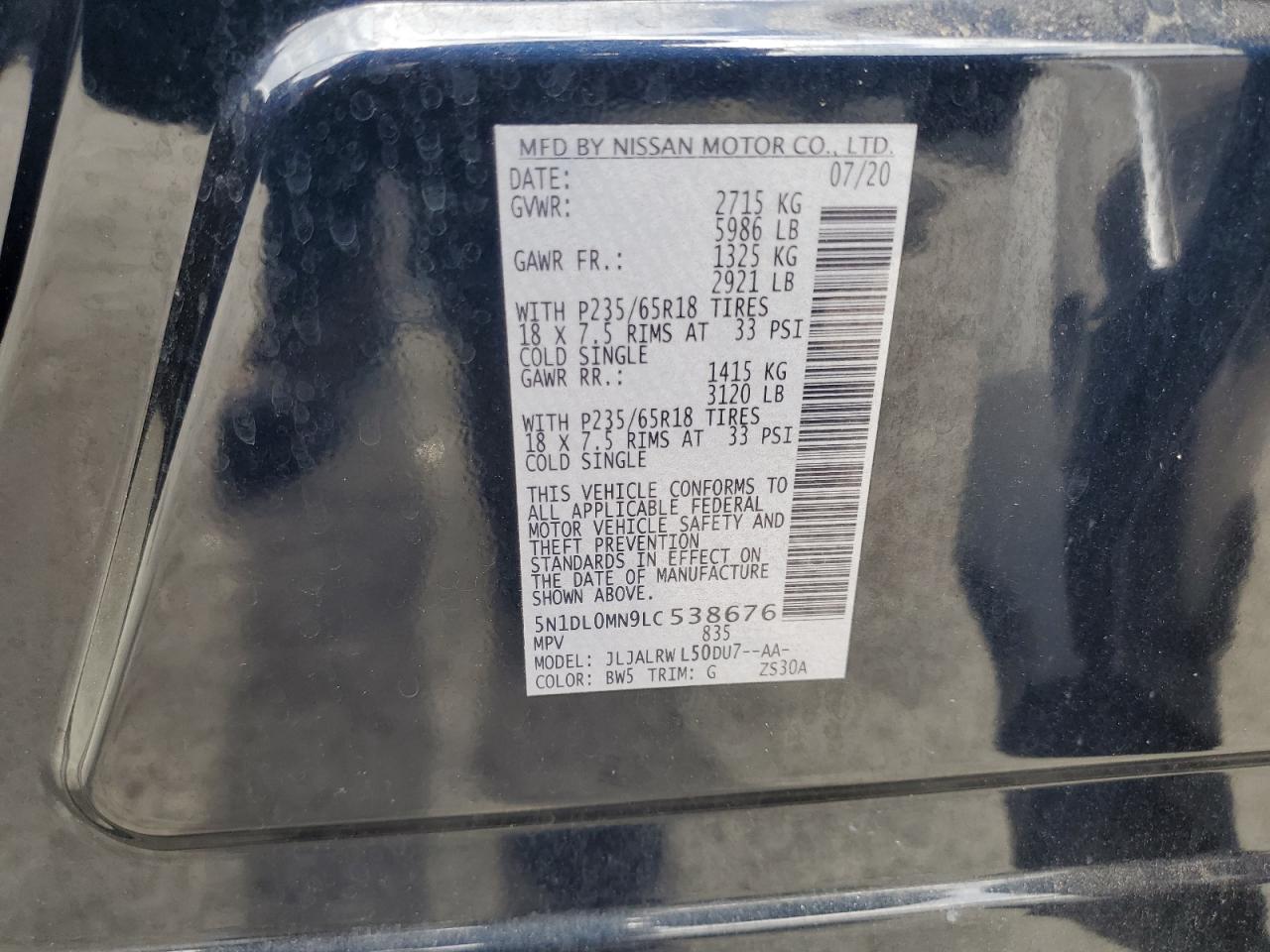 2020 Infiniti Qx60 Luxe VIN: 5N1DL0MN9LC538676 Lot: 82158265