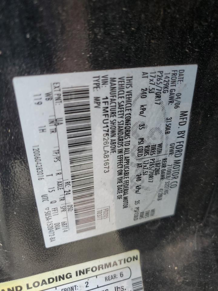 2006 Ford Expedition Eddie Bauer VIN: 1FMFU17526LA81673 Lot: 71643315