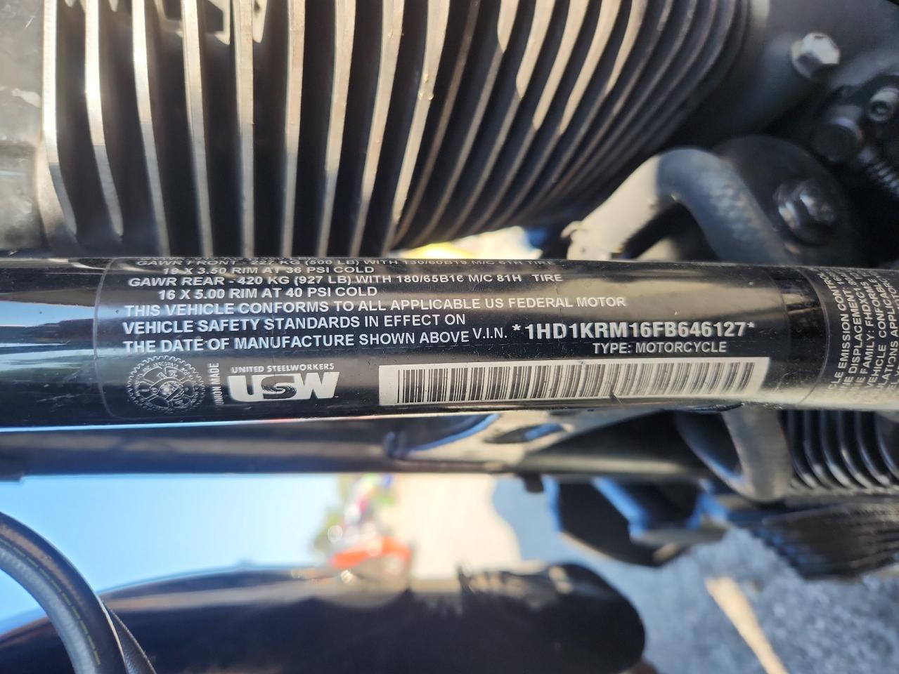 2015 Harley-Davidson Flhxs Street Glide Special VIN: 1HD1KRM16FB646127 Lot: 72018885