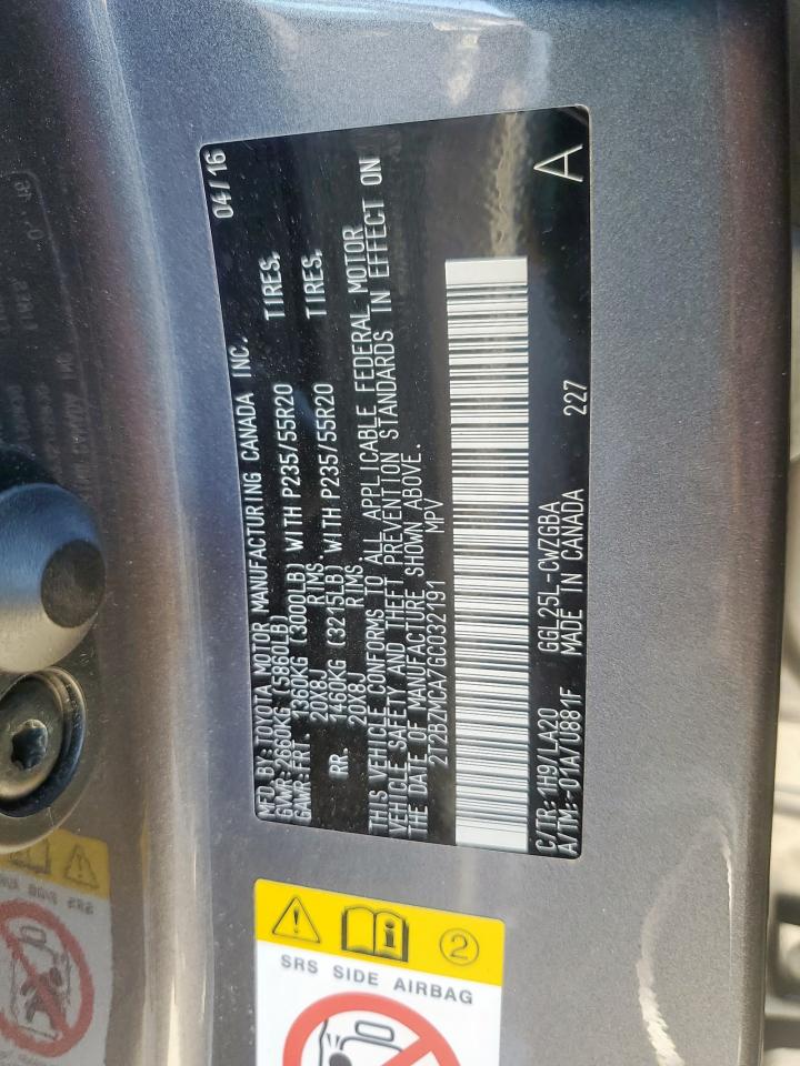 2016 Lexus Rx 350 Base VIN: 2T2BZMCA7GC032191 Lot: 81252515