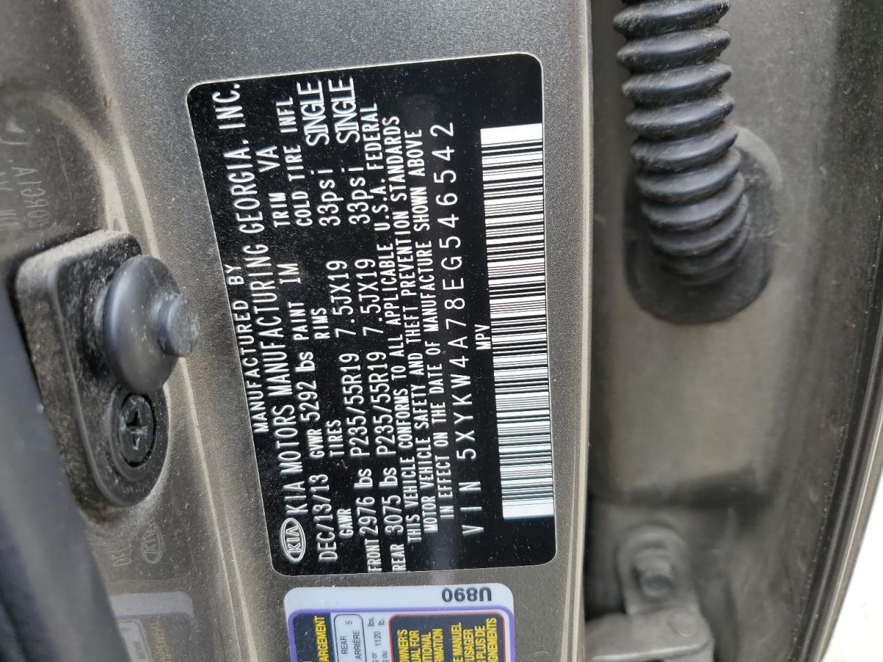 2014 Kia Sorento Sx VIN: 5XYKW4A78EG546542 Lot: 81127575