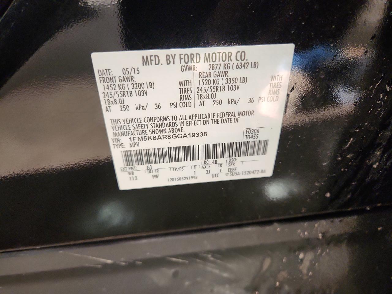 2016 Ford Explorer Police Interceptor VIN: 1FM5K8AR8GGA19338 Lot: 81151455