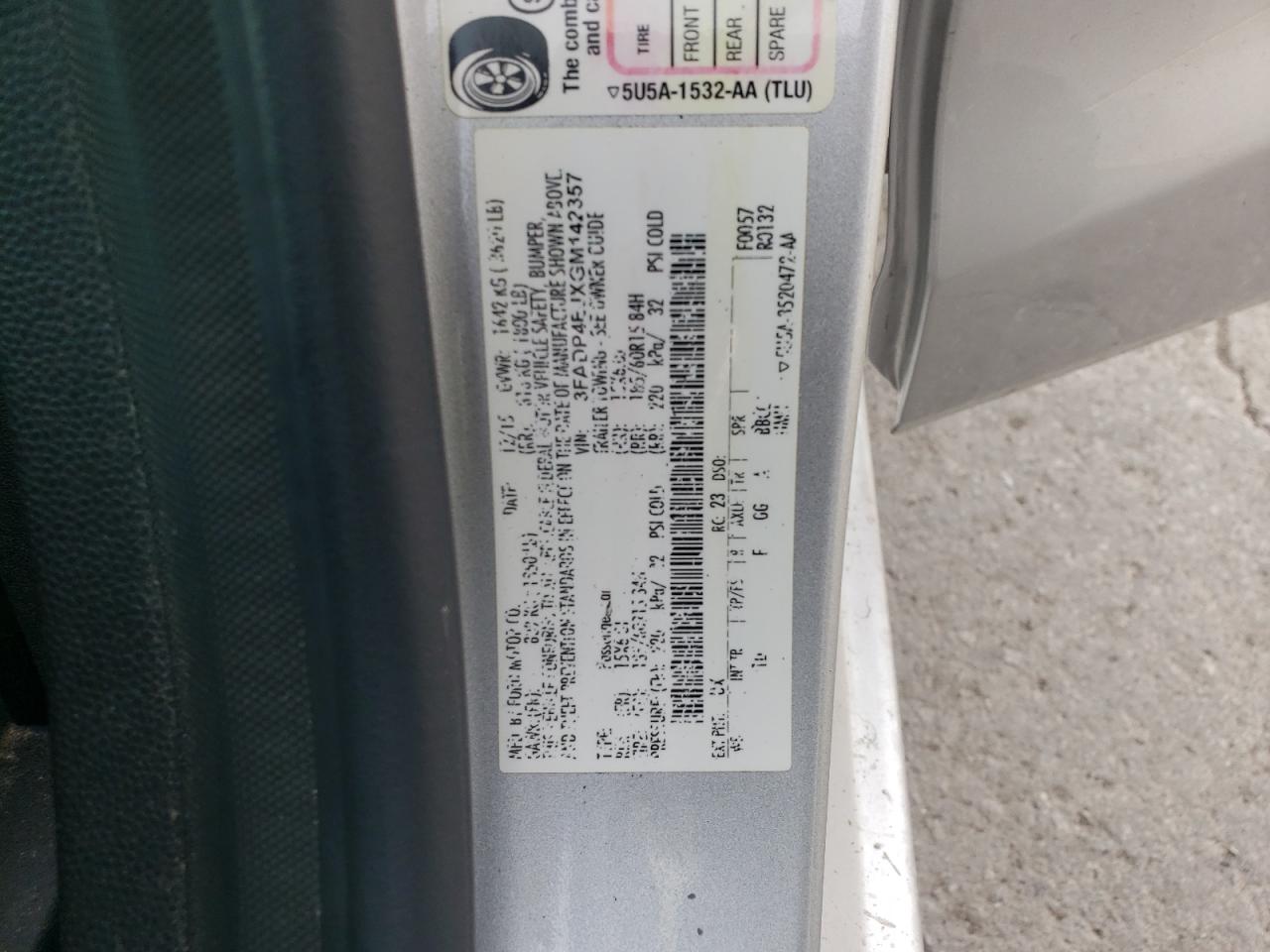 2016 Ford Fiesta Se VIN: 3FADP4EJXGM142357 Lot: 81485555