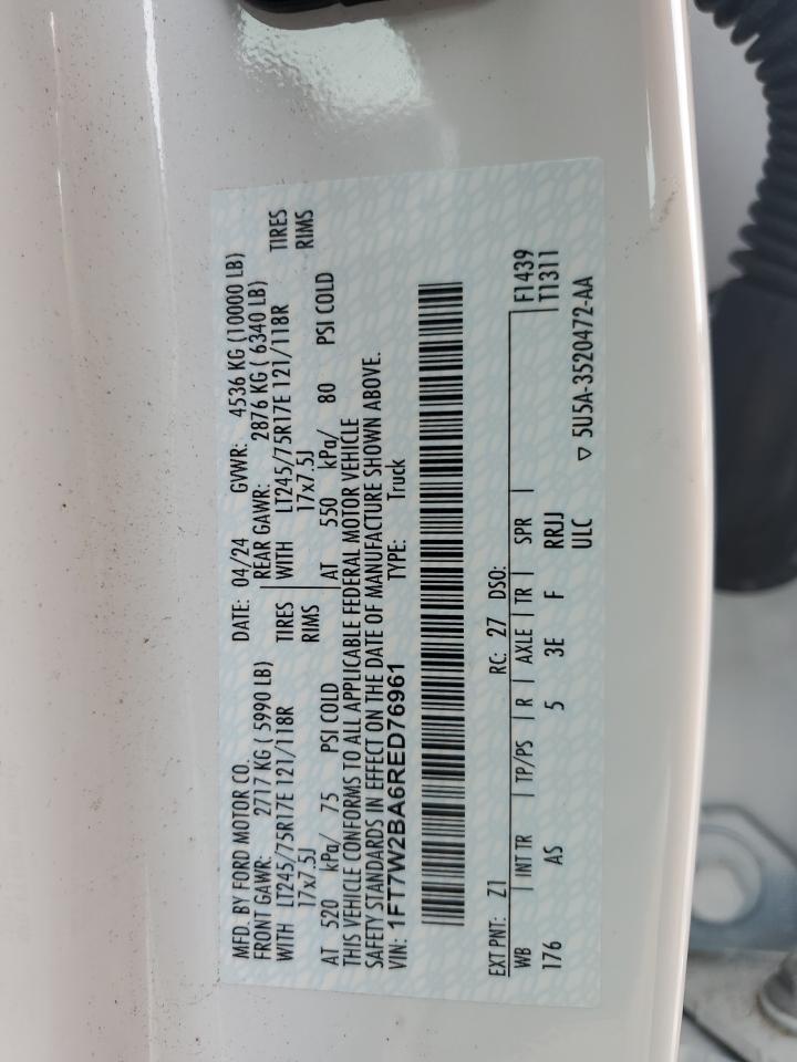 2024 Ford F250 Super Duty VIN: 1FT7W2BA6RED76961 Lot: 81411705