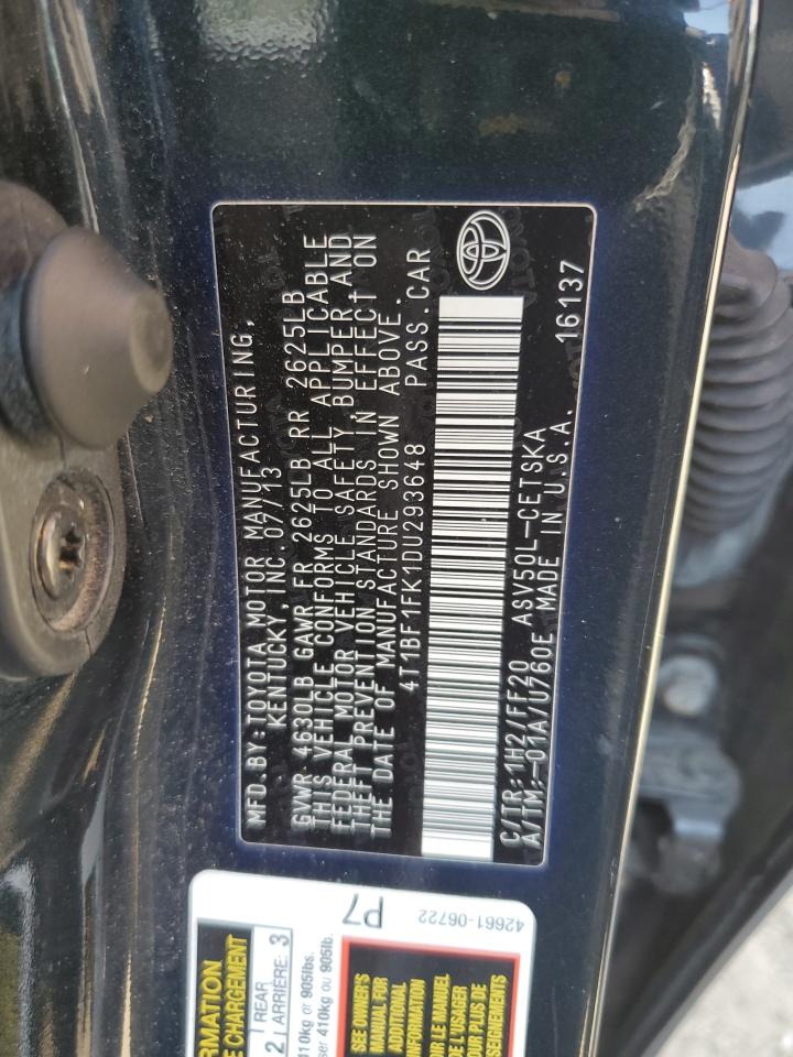 2013 Toyota Camry L VIN: 4T1BF1FK1DU293648 Lot: 71451795