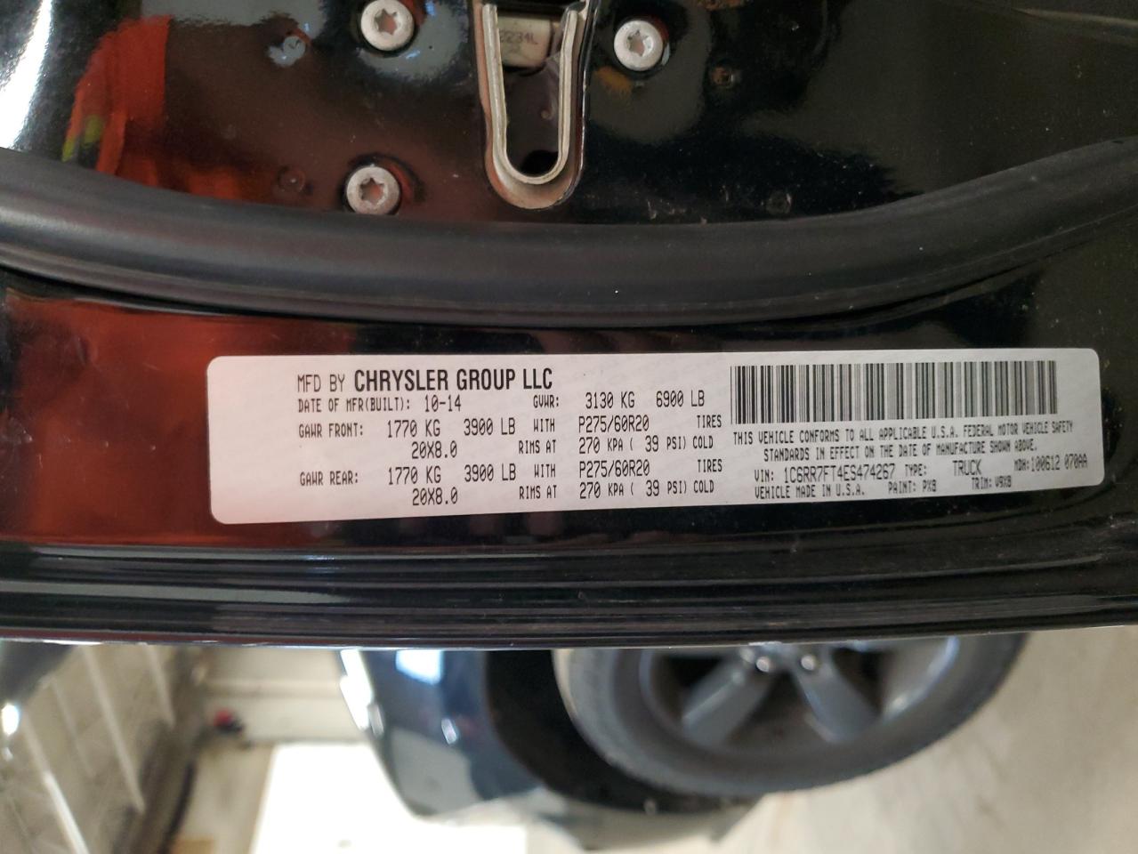 2014 Ram 1500 St VIN: 1C6RR7FT4ES474267 Lot: 70758445