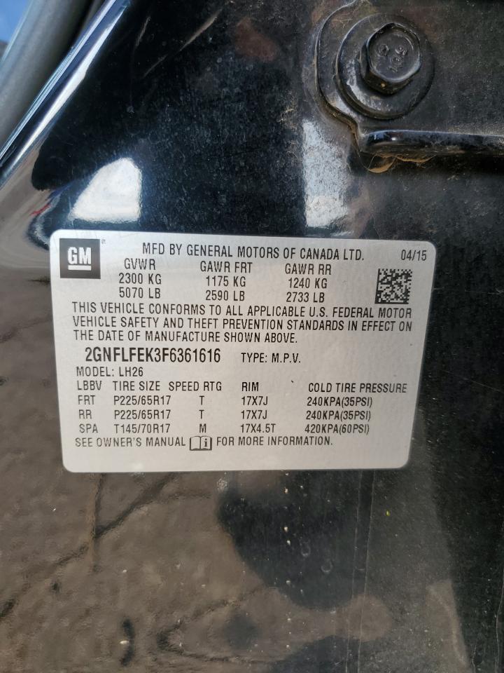 2015 Chevrolet Equinox Lt VIN: 2GNFLFEK3F6361616 Lot: 71623655