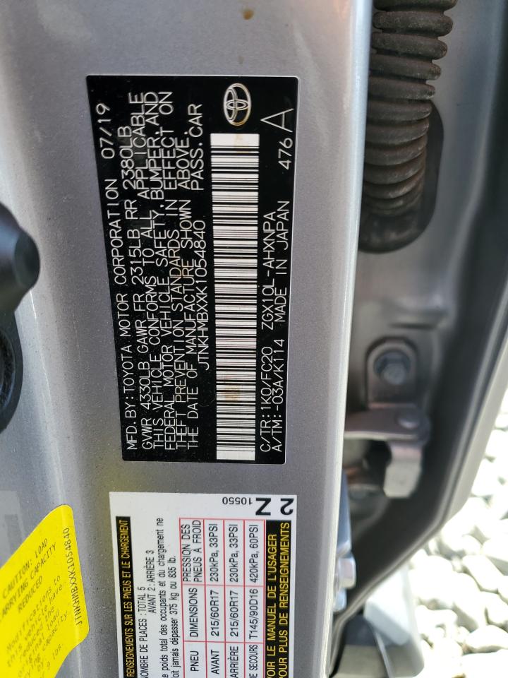 2019 Toyota C-Hr Xle VIN: JTNKHMBXXK1054840 Lot: 70778785