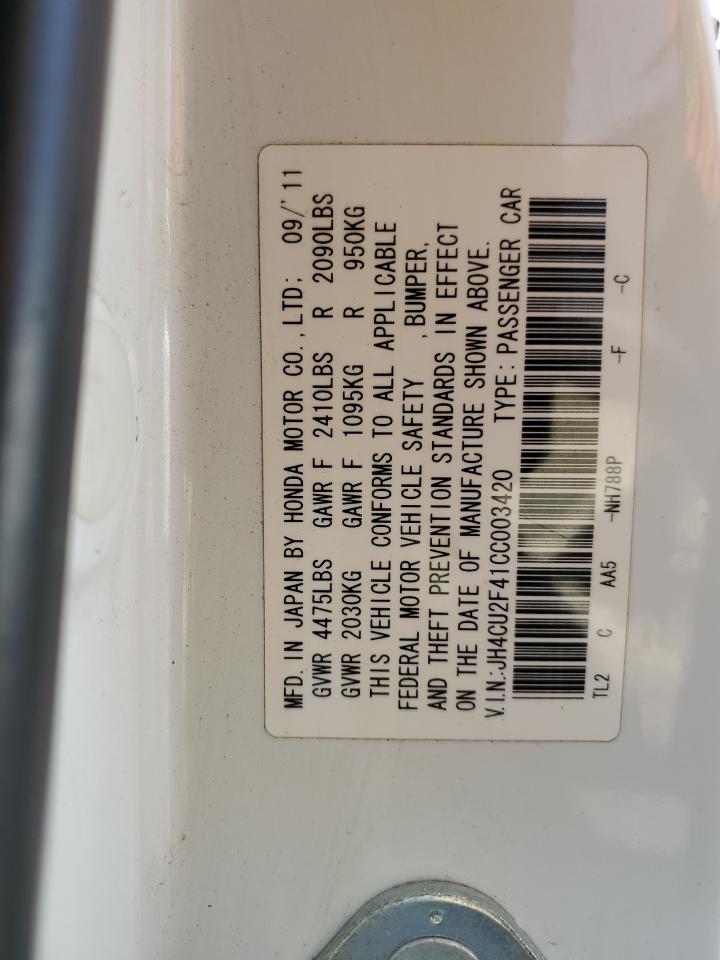 2012 Acura Tsx VIN: JH4CU2F41CC003420 Lot: 71792355