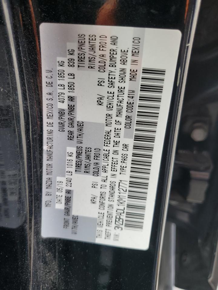 2019 Mazda 3 Preferred VIN: 3MZBPADL1KM112771 Lot: 80760005