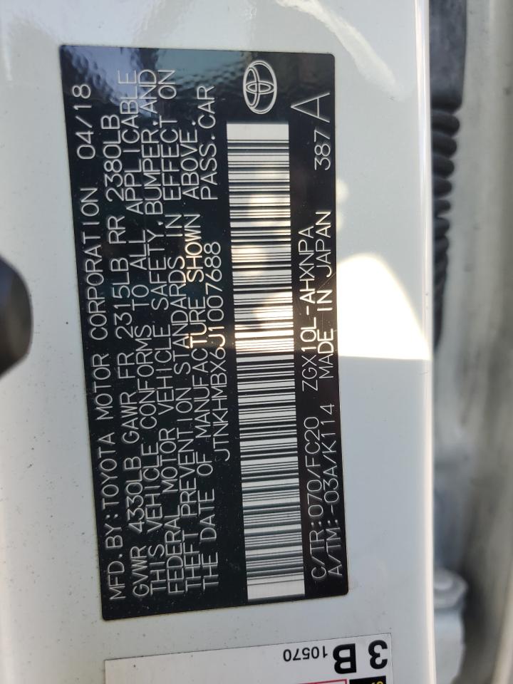 2018 Toyota C-Hr Xle VIN: JTNKHMBX6J1007688 Lot: 81628265