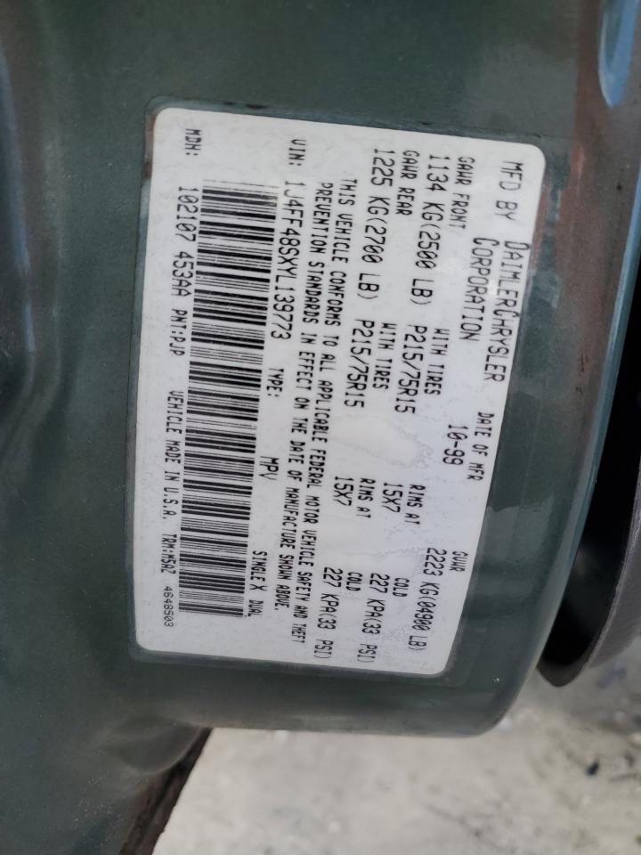 2000 Jeep Suv VIN: 1J4FF48SXYL139773 Lot: 72034105