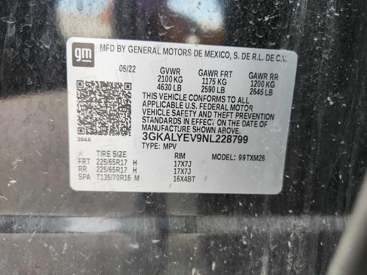 2022 GMC Terrain At4 VIN: 3GKALYEV9NL228799 Lot: 81001535