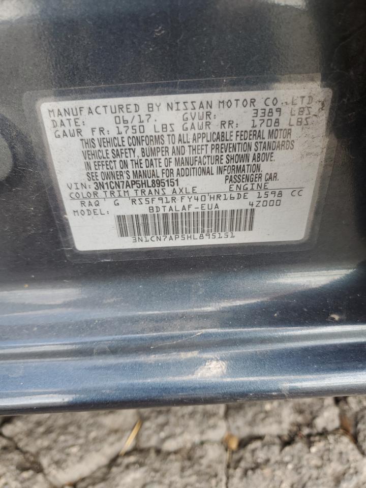 2017 Nissan Versa S VIN: 3N1CN7AP5HL895151 Lot: 83864995