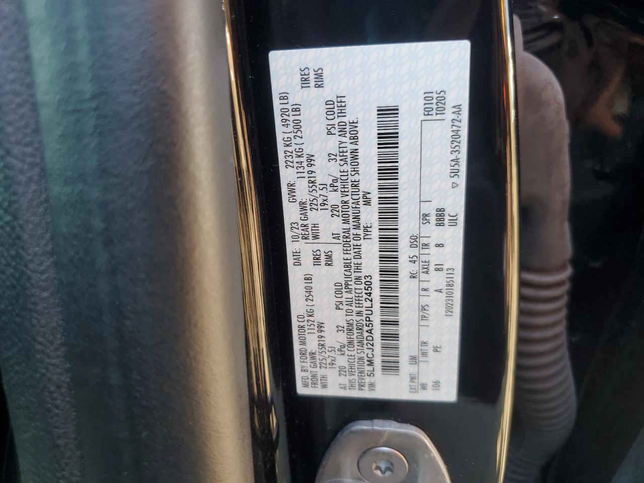 2023 Lincoln Corsair Reserve VIN: 5LMCJ2DA5PUL24503 Lot: 72017745