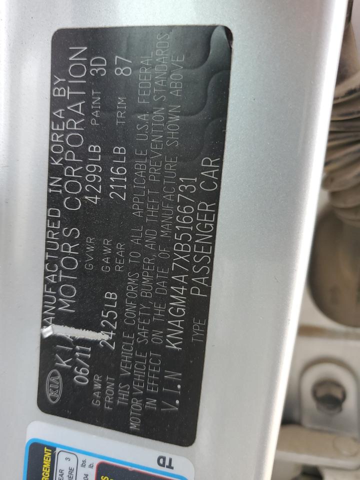 2011 Kia Optima Lx VIN: KNAGM4A7XB5166731 Lot: 81908145