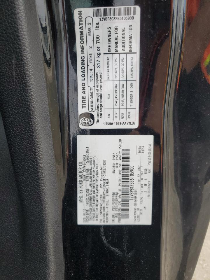 2011 Ford Mustang Gt VIN: 1ZVBP8CF3B5105900 Lot: 80210045