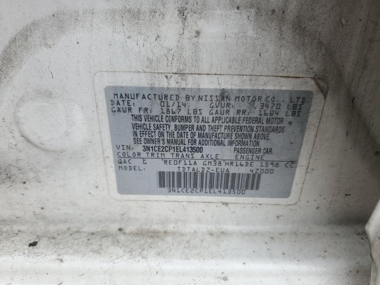 2014 Nissan Versa Note S VIN: 3N1CE2CP1EL413500 Lot: 81679425